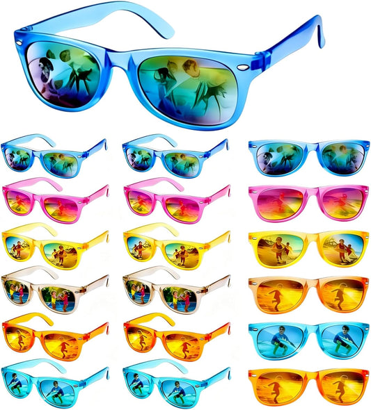 Hot 18 Pack Kids Sunglasses Bulk Party Favors, Neon Sunglasses with UV400 Protection for Kids Age 3-8,Great Gift for Birthday ，Graduation Party Supplies Party, Beach, Pool，Boys Girls Goody Bag Stuffers