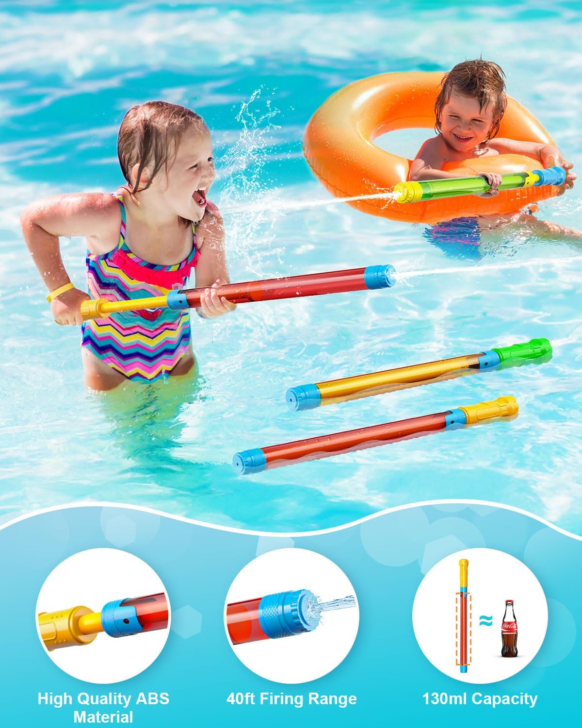 Hot LQYoyz Water Guns for Kids -16.5'' Bulk Squirt Gun for Kids Adults, Summer Party Blaster Water Guns for Outdoor Swimming Pool Beach Water Fighting 6 Pack