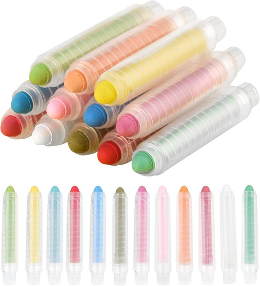HotNewFamily Dustless Chalk for Kids with Holder, 12 Colors Non-Toxic Chalkboard Chalk, Mess-Free Drawing Chalk for Toddlers, Blackboard, Easel Board, Classroom & Home Art Supplies