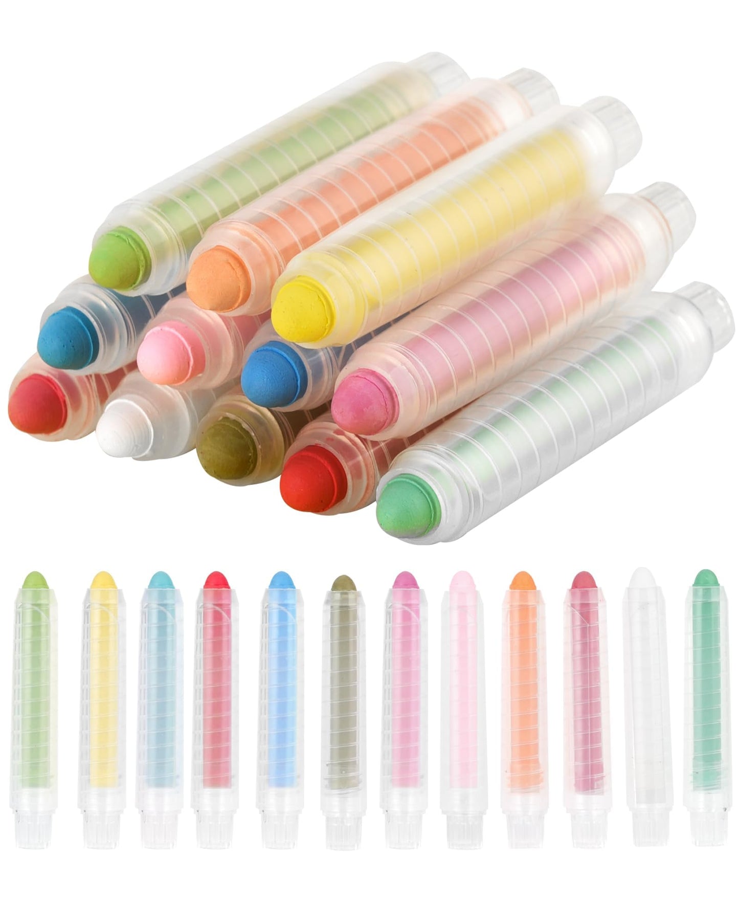 HotNewFamily Dustless Chalk for Kids with Holder, 12 Colors Non-Toxic Chalkboard Chalk, Mess-Free Drawing Chalk for Toddlers, Blackboard, Easel Board, Classroom & Home Art Supplies