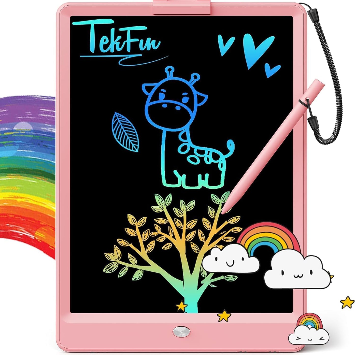 Hot TEKFUN LCD Writing Tablet for Kids, 10-inch Coloring Drawing Pad, Mess Free Doodle Board, Airplane Travel Toys for Boys and Toddlers, Road Trip Essentials, Gifts for 3 4 5 6 7 8 Year Old Girls (Pink)