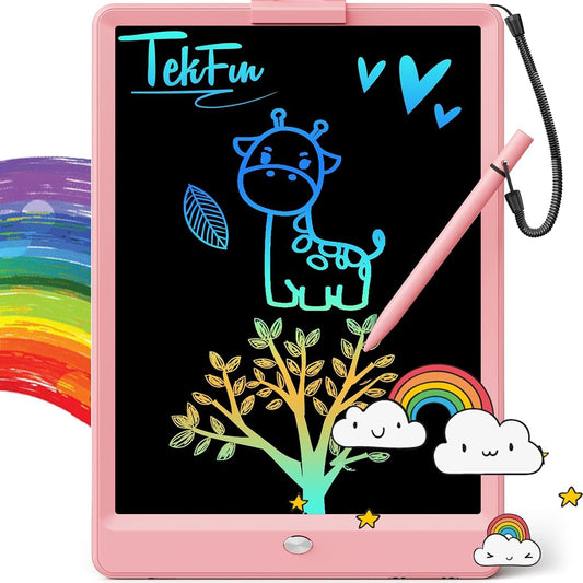 Hot TEKFUN LCD Writing Tablet for Kids, 10-inch Coloring Drawing Pad, Mess Free Doodle Board, Airplane Travel Toys for Boys and Toddlers, Road Trip Essentials, Gifts for 3 4 5 6 7 8 Year Old Girls (Pink)
