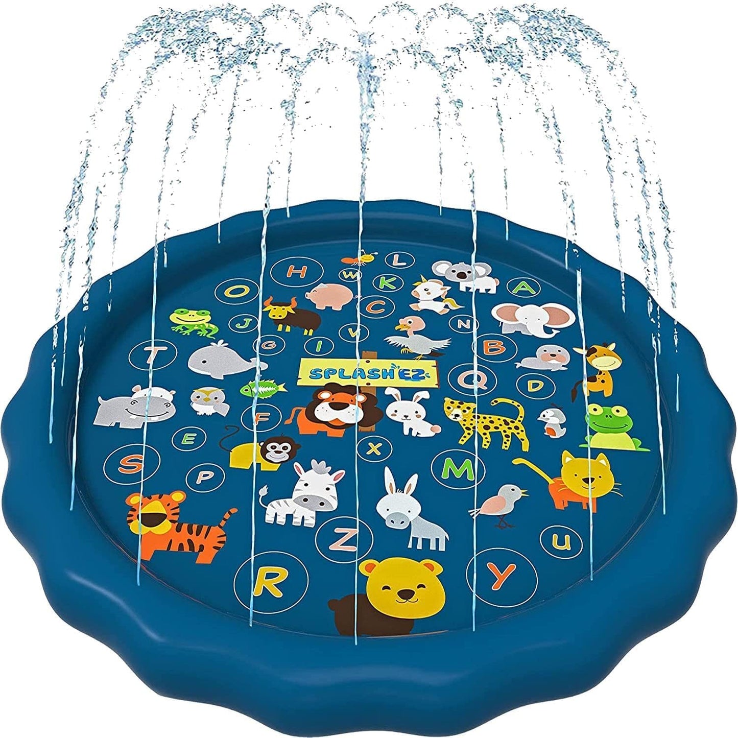 Hot SplashEZ 3-in-1 Splash Pad, Sprinkler for Kids and Baby Pool for Learning – Children’s Sprinkler Pool, 60’’ Inflatable Water Summer Toys – “Around The World” Outdoor Play Mat for Babies & Toddlers