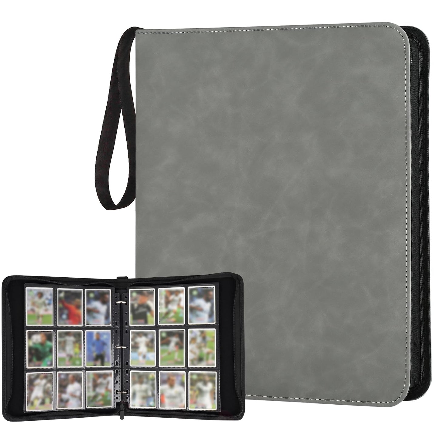 HotGERMUN 9 Pocket Trading Card Binder,720 Cards,40 Top-Loading Pages, Double Sided Pockets PU Cover Zipper Collection Album Folder for Standard MTG, TCG, Sports Cards(Black)