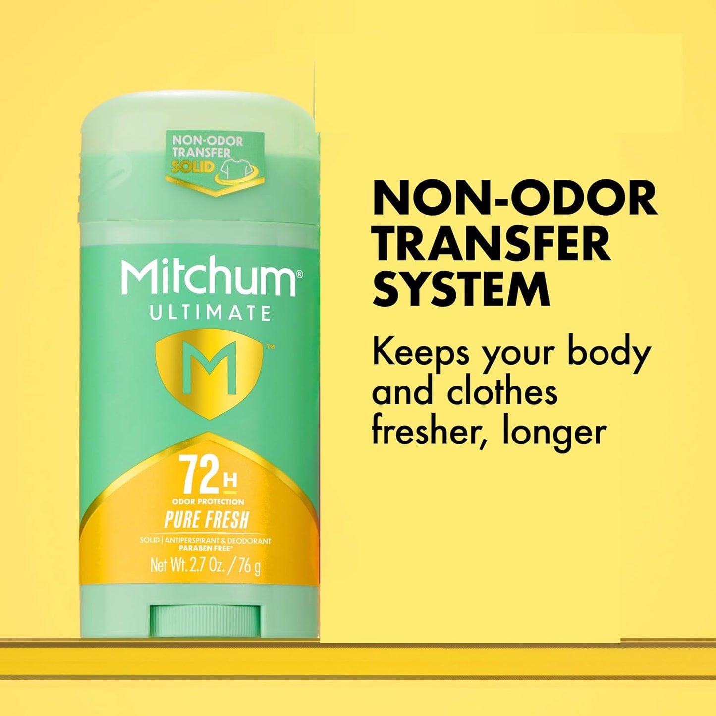HotMitchum Ultimate 72HR Odor Protection Women’s Antiperspirant & Deodorant, Long-Lasting Freshness, Invisible Solid, No White Residue Left on Skin, Pure Fresh, 2 pack