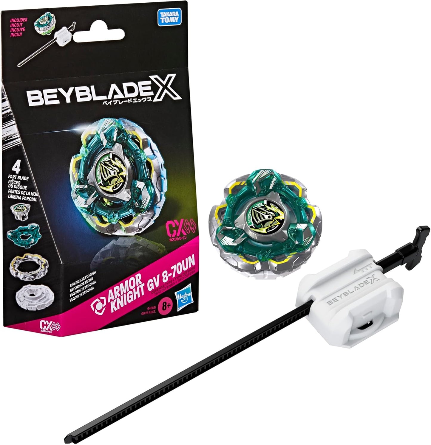 Hot Beyblade X Fortress Knight GV 8-70UN CX Infinity Starter Pack Set, Takara Tomy Defense Type Top and Launcher, Battling Tops Game Toys, Ages 8+