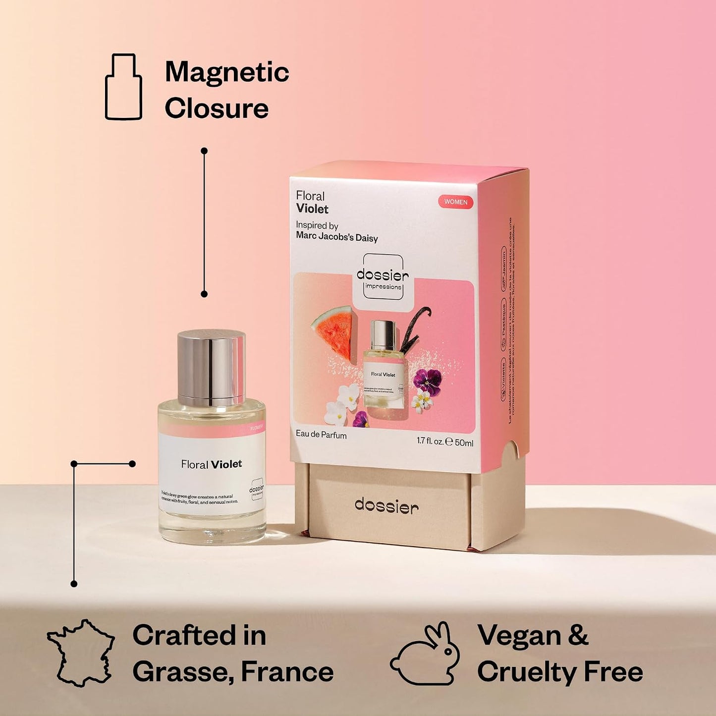 Hot Dossier - Floral Violet - Eau de Parfum - Inspired by Daisy - Long-Lasting Fragrance - Feminine - 1.7 fl oz (50ml)