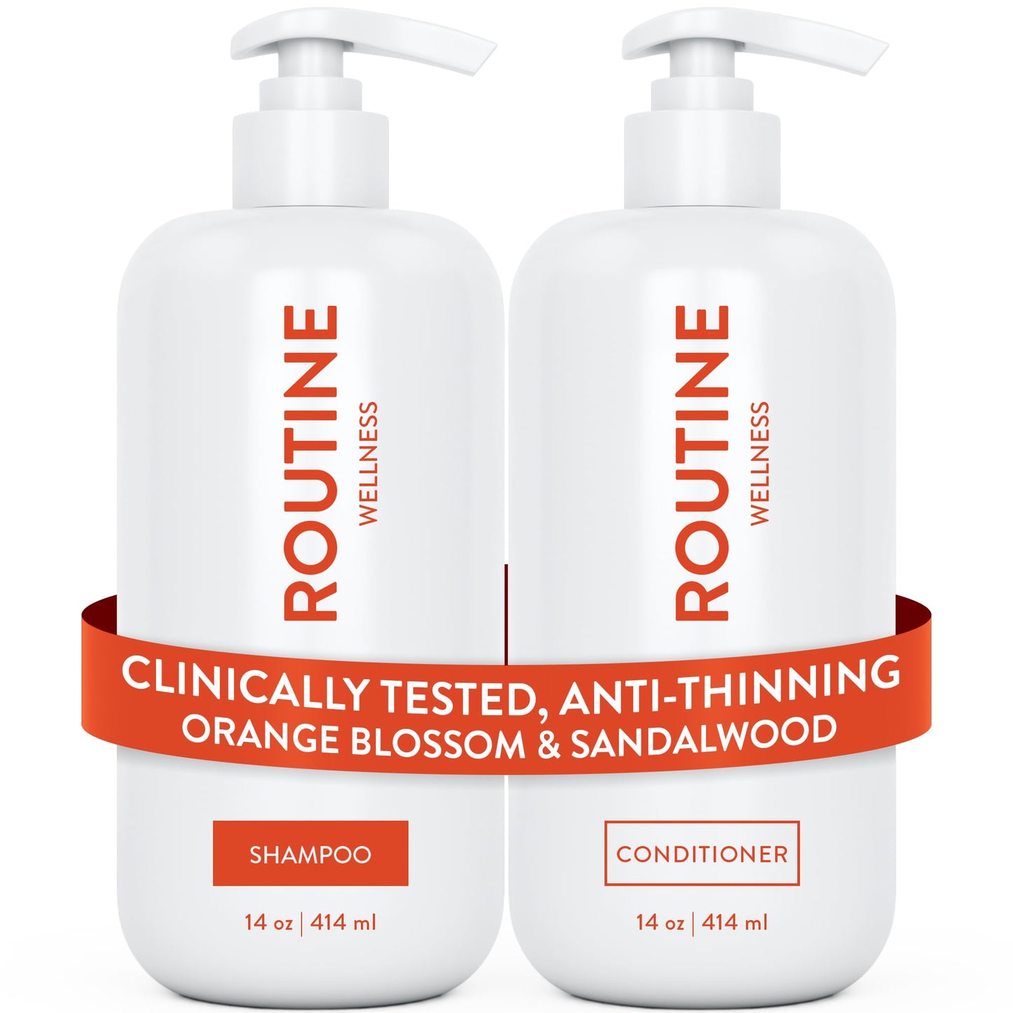 HotRoutine Wellness Anti-Thinning Shampoo & Conditioner - Coconut & Vanilla | Clinically tested shampoo for thinning hair with biotin, pea peptides, saw palmetto oil, color safe, sulfate free