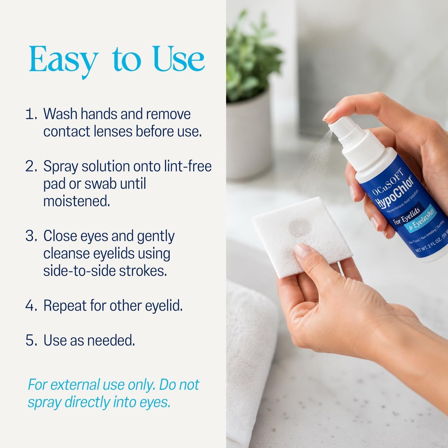HotOCuSOFT HypoChlor Spray - Non-Irritating Hypochlorous Acid Spray & Eyelid Cleanser Solution to Remove Oil & Debris- 2 fl oz | Eyelid Spray for Irritated Eyelids Associated with Blepharitis, Dry Eyes, Meibomian Gland Dysfunction and Styes
