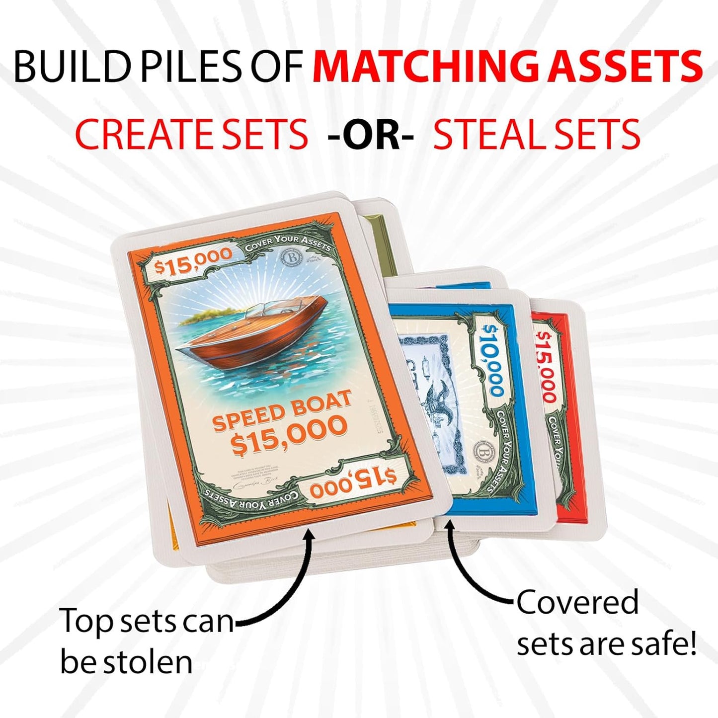 HotGrandpa Beck's Games Cover Your Assets Card Game | from The Creators of Skull King | Easy to Learn and Outrageously Fun for Kids, Teens, & Adults | 2-6 Players Ages 7+