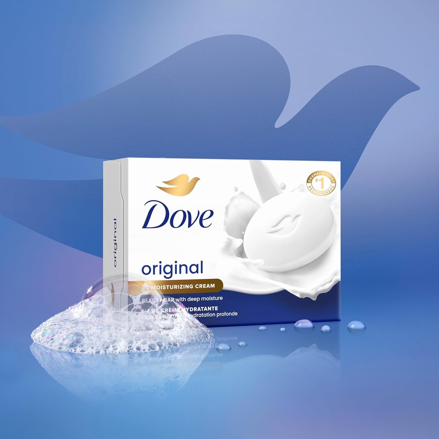 HotDove Beauty Bar Soap Original 8 Count for Soft, Smooth Skin, with 1/4 Moisturizing Cream 3.75 oz