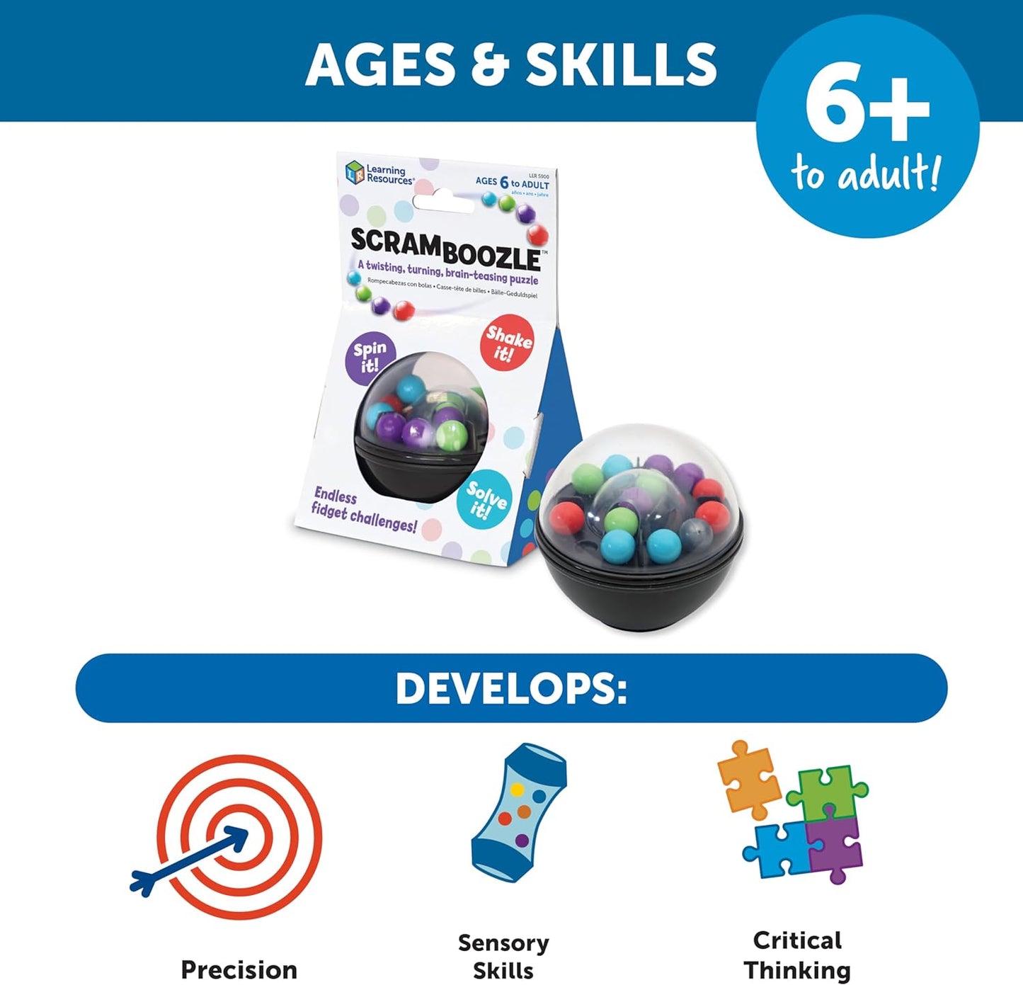 Hot Learning Resources Scramboozle Puzzle Ball - 3D Brain Teaser Puzzles for Kids and Adults, Puzzles for Teens, Problem Solving Puzzle Games, Travel Games, Fidget Toys, Gifts for Boys and Girls