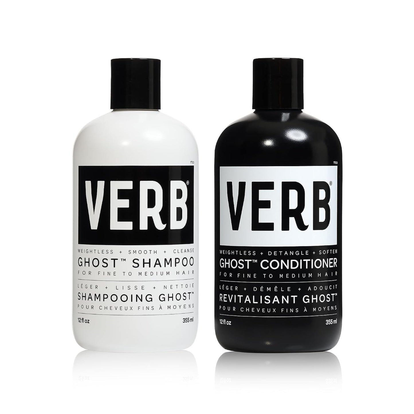 HotVERB Ghost Shampoo & Conditioner Duo Set - Infused with Moringa Oil - Cleanses + Moisturizes Fine and Weighed Down Hair - Vegan, No Parabens or Harmful Sulfate