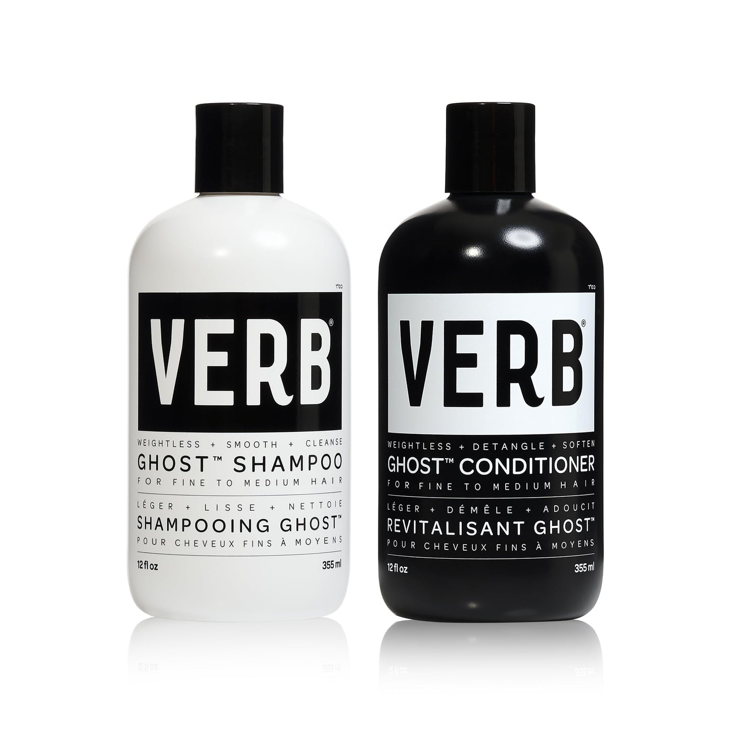HotVERB Ghost Shampoo & Conditioner Duo Set - Infused with Moringa Oil - Cleanses + Moisturizes Fine and Weighed Down Hair - Vegan, No Parabens or Harmful Sulfate