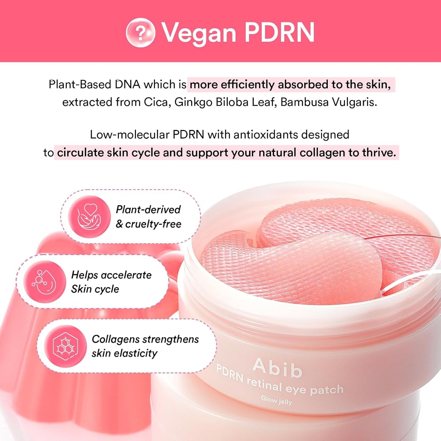 HotAbib PDRN Retinal Eye Patches for Rejuvenating & Puffy Eyes with Glow Jelly, Niacinamide, 60 Count, Korean Skin Care