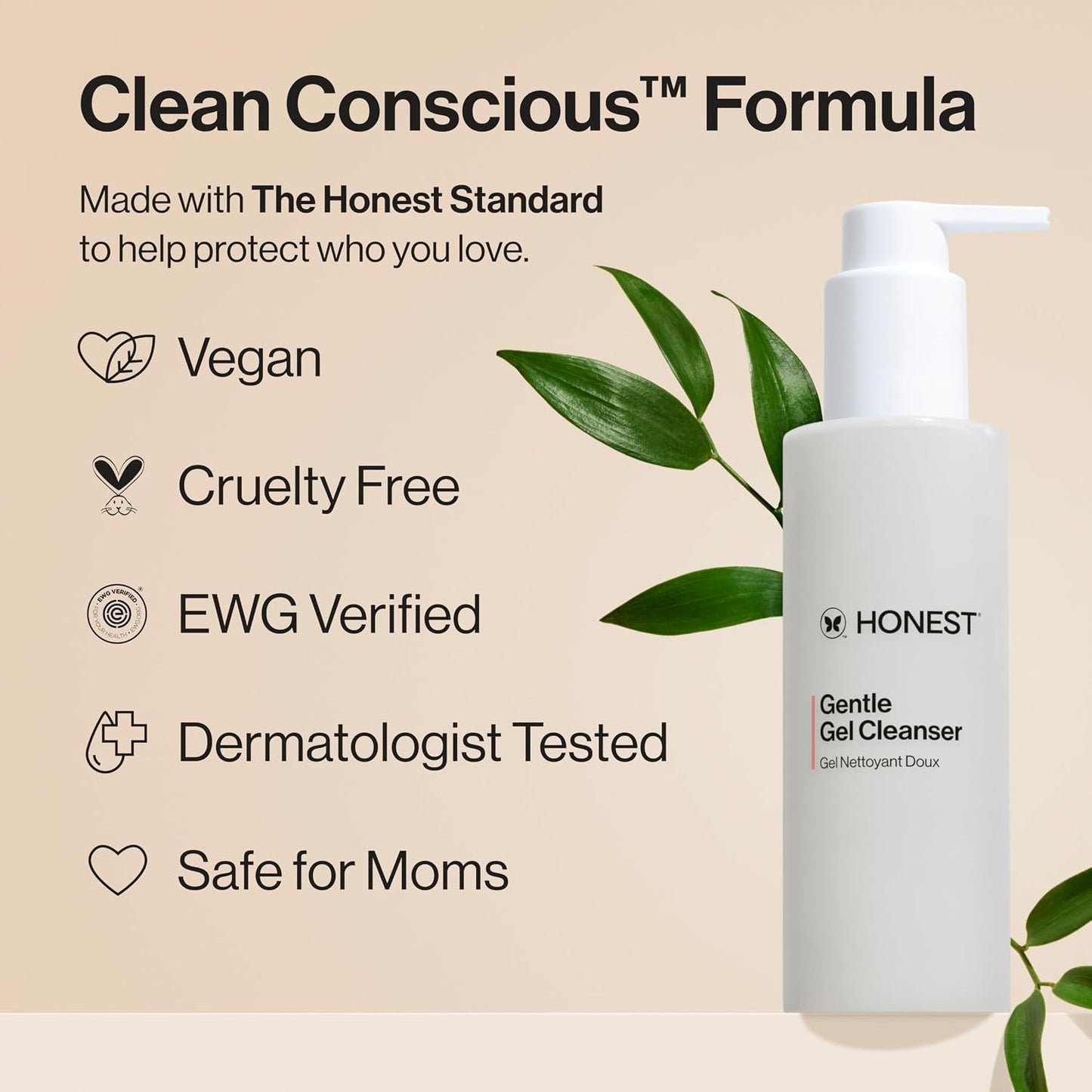 HotHonest Beauty Gentle Gel Daily Face Cleanser, Calms, Refreshes, Hydrates, Vegan Safe for Sensitive Skin, 5 fl oz