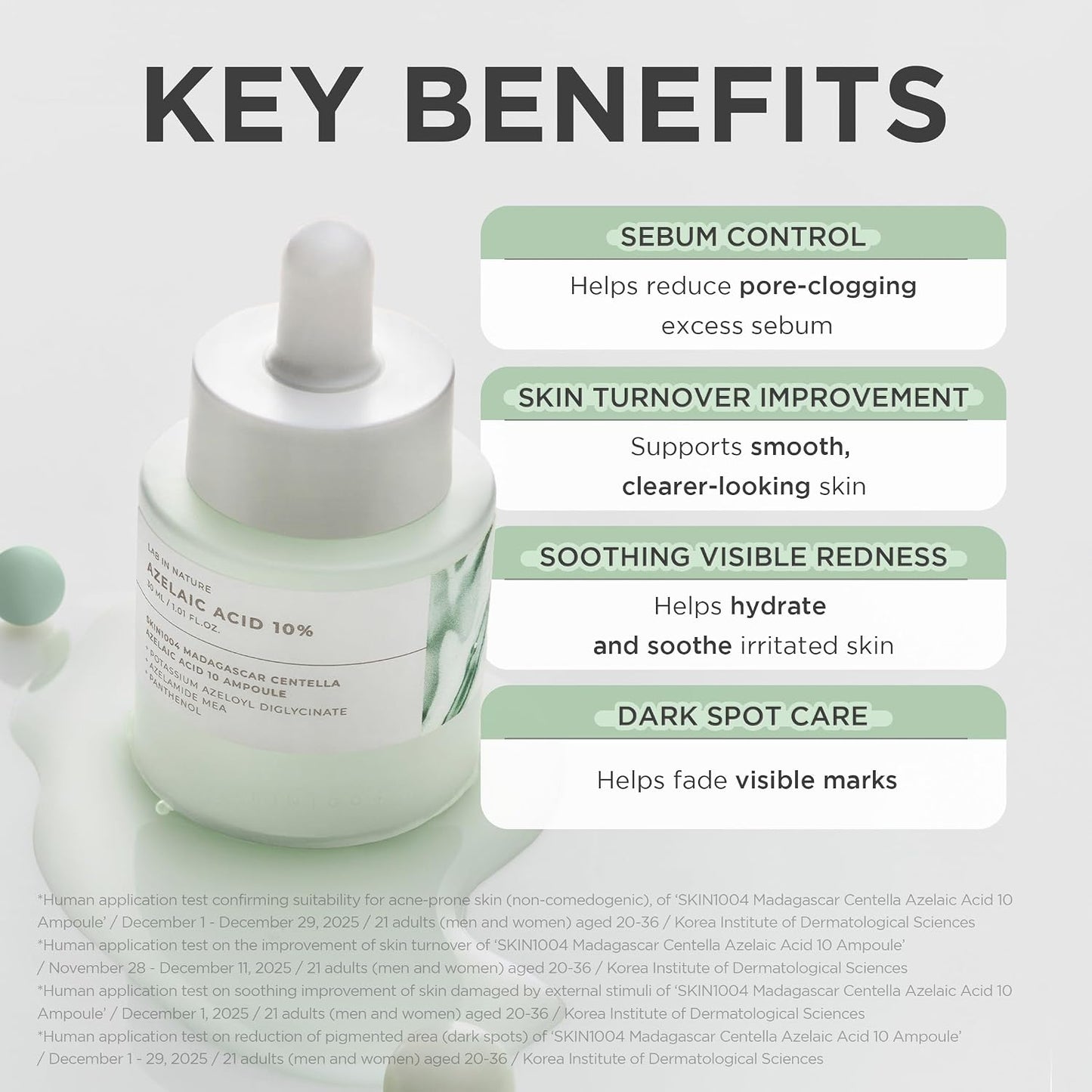 HotSKIN1004 Azelaic Acid 10% Ampoule, Hydrating Face Serum for Blemish-Prone & Irritated Skin, Soothing Care for Visible Marks with Centella, Niacinamide-Free, Korean Skin Care, 1.01 fl.oz / 30ml