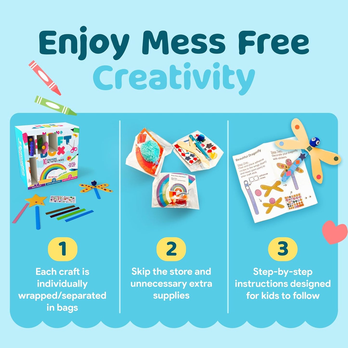 Hot Mumaloo Arts and Crafts Kit for Kids – 10 Projects Ages 4–8 | No-mess craft box for girls & boys | Preschool homeschool art supplies | Educational gift | 3 4 5 6 7 8 year old toddler