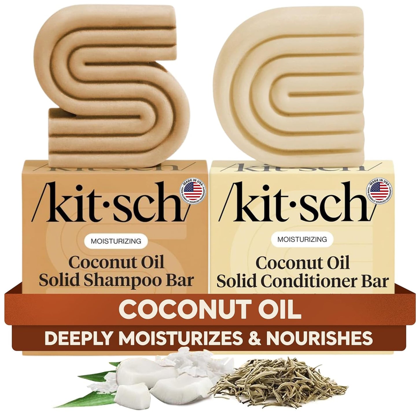 HotKitsch Rosemary & Biotin Shampoo and Conditioner Set for Hair Growth | Strengthening, Thickening Hair Care – Volumizing Shampoo and Conditioner Bar – Paraben, Sulfate & Silicone Free – 2 pack