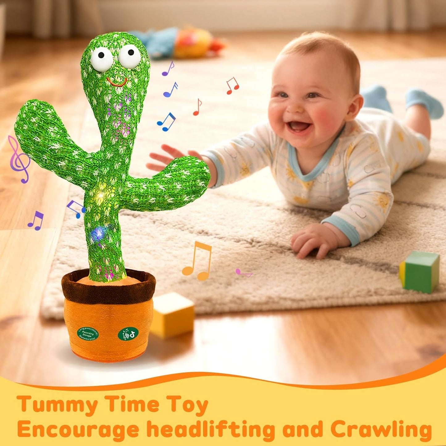HotHunfur Interactive Baby Toys Dancing Talking Cactus Toy,Funny Gift for Infant, Singing Record Repeat What You Say Light Up Toy for Toddler Boy Girl (Volume Adjustment)