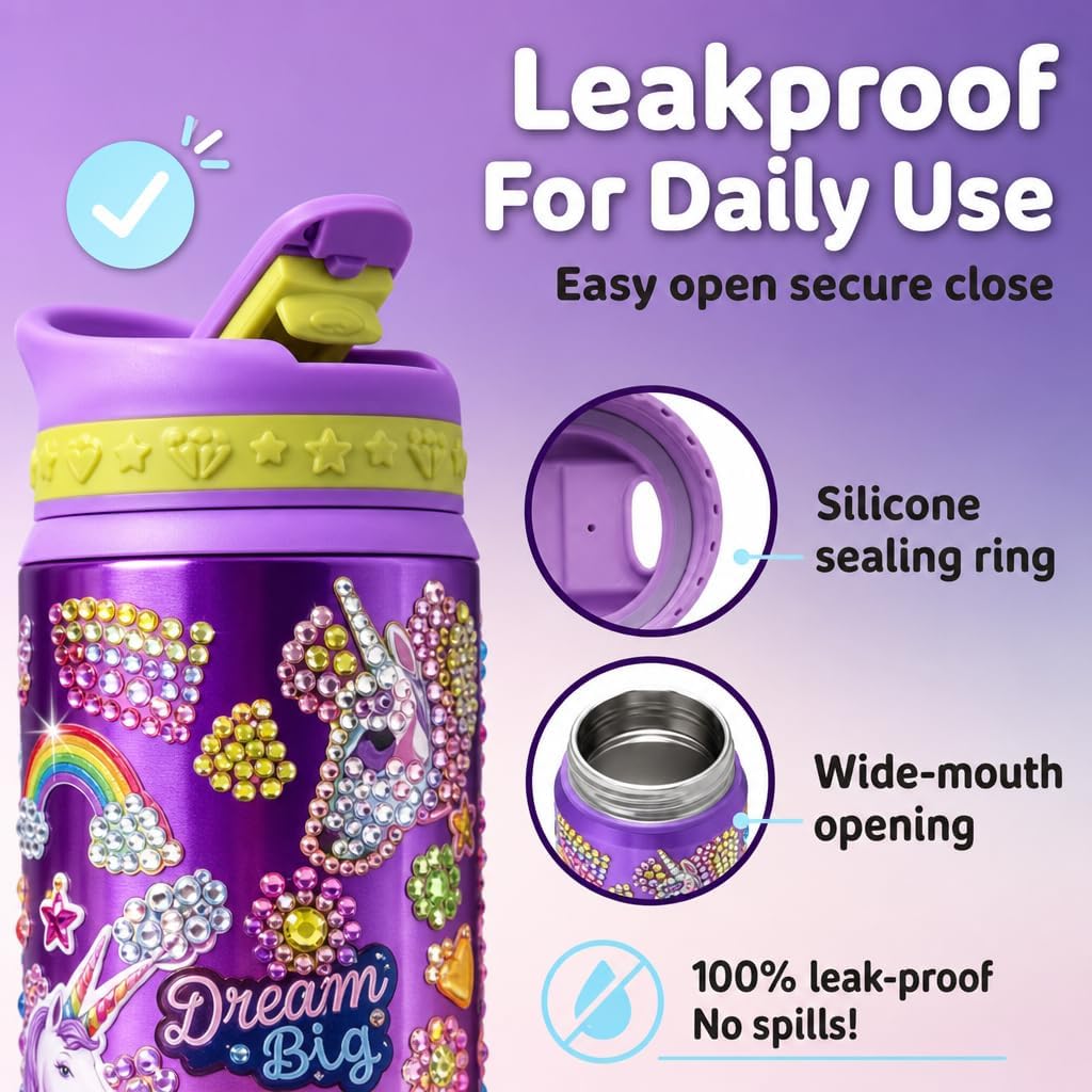 Hot PURPLE LADYBUG Decorate Your Own Water Bottle Kit for Girls - Gift for Girls Ages 5 6 7 8 9 10 Year Old Girl Birthday Gift, Unicorn Toys Crafts Kids Ages 6-12 Summer Crafts for Kids