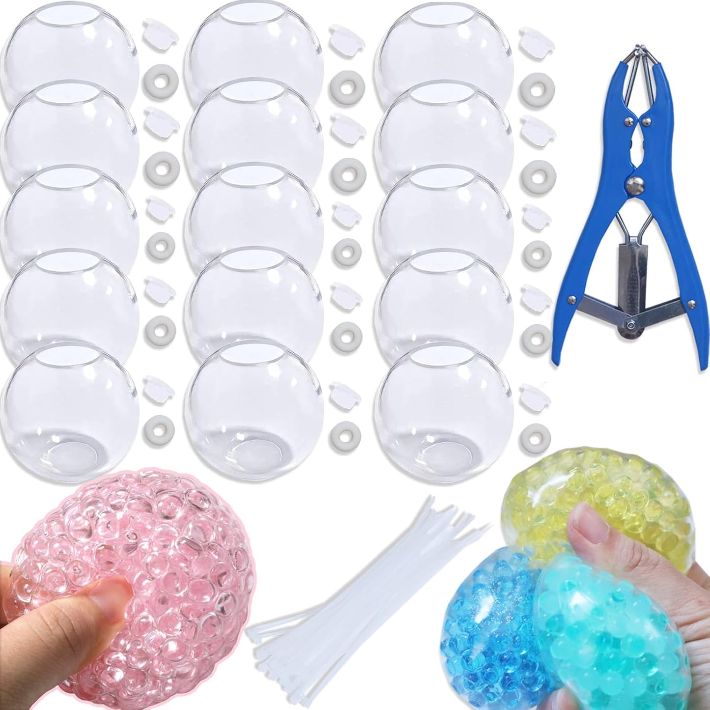 Hot 15pcs DIY Stress Ball Kit – Blank Skins with Air Pump & Expander Tool for Making Pressure Balls, Make Your Own Fidget Pressure Balls (15Transparent)