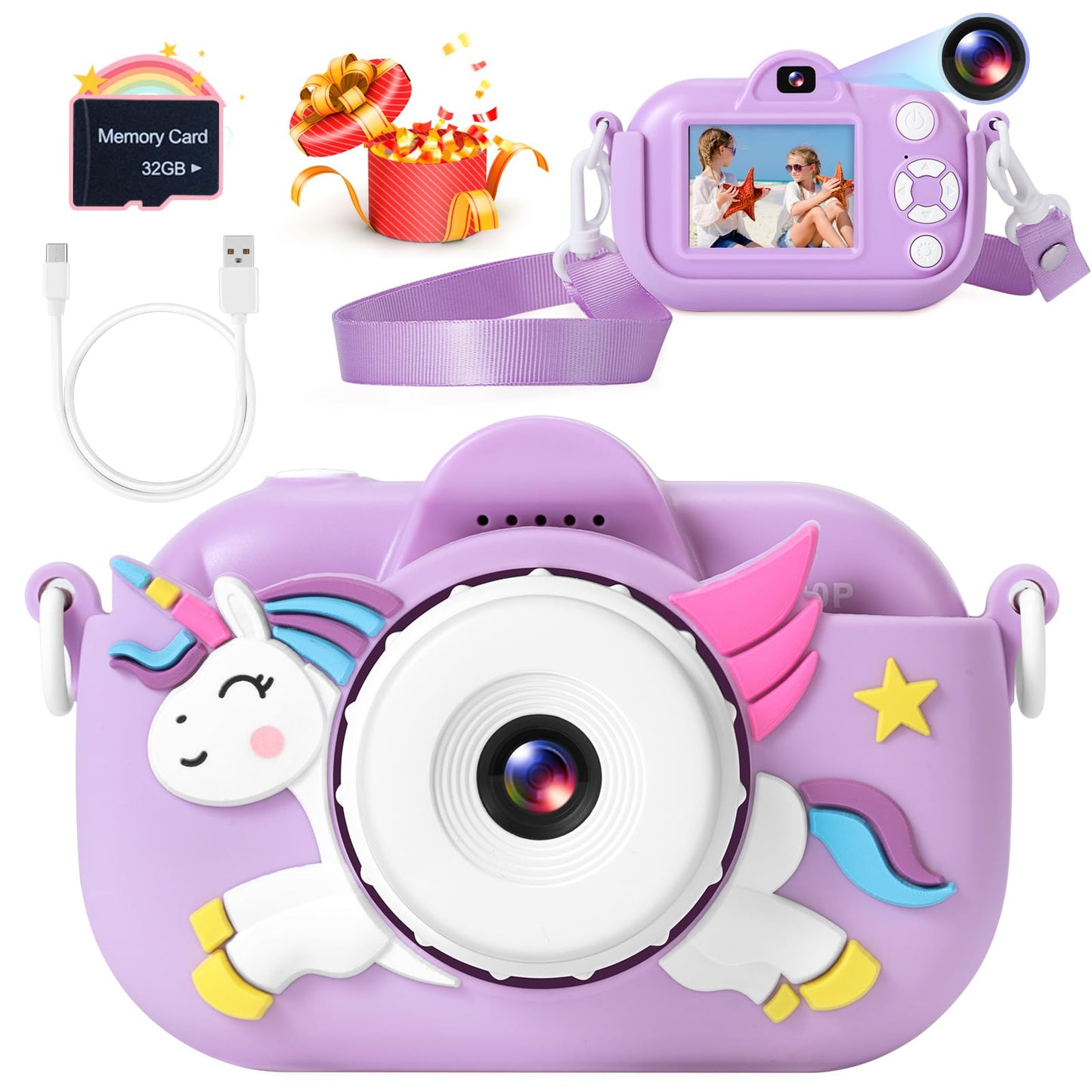 Hot Kids Camera Boys Toys for 3 4 5 6 7 8 9 Years Old Boys, 48MP Dual Lens Kids Digital Camera Christmas Birthday Gifts, 1080P HD Video Selfie Toddler Camera with 32G SD Card