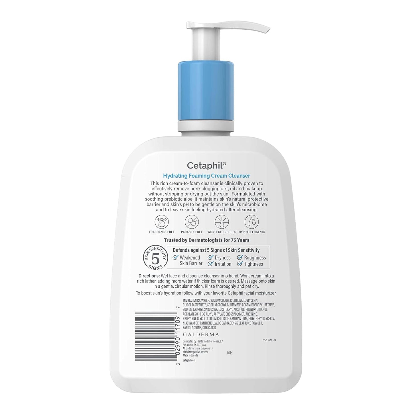 HotCetaphil Cream to Foam Face Wash, Hydrating Foaming Cream Cleanser, 16 oz, For Normal to Dry, Sensitive Skin, with Soothing Prebiotic Aloe, Hypoallergenic, Fragrance Free
