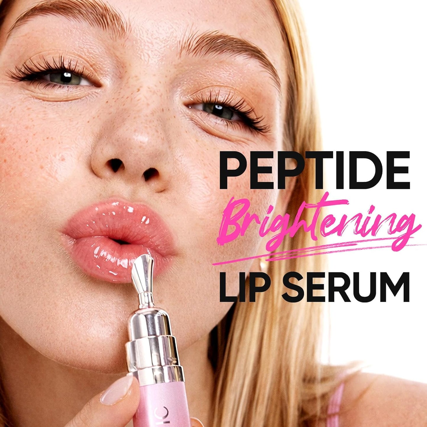 HotSKINTIFIC Brightening Lip Serum, Hydrating & Plumping (00 Clear) | Tinted Lip Gloss with Peptide, Moisturizing Lip Balm with Polypeptides & Squalane for Glossy Sheer, Smooth Lips