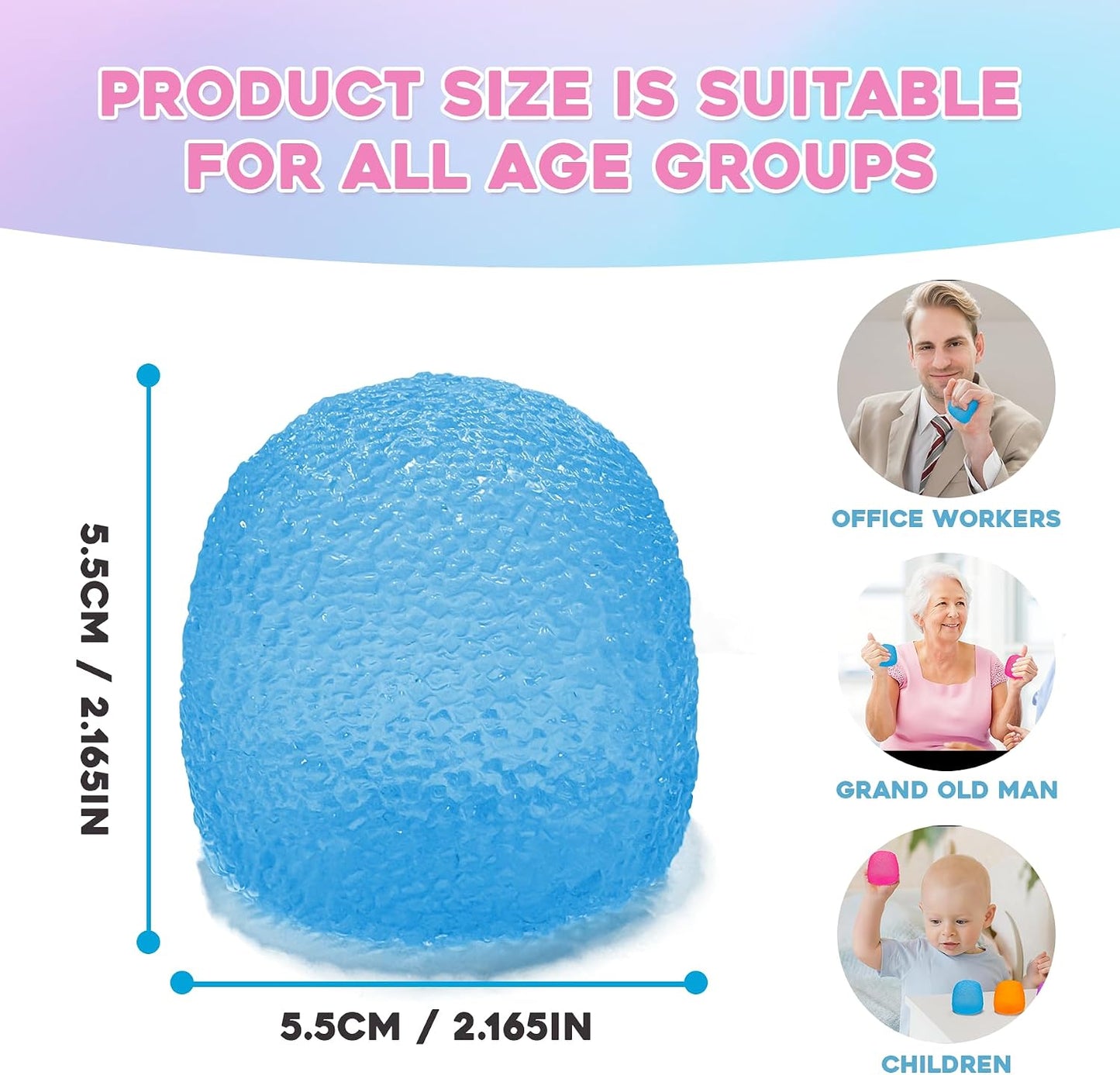 Hot Stress Balls-Gumdrop Squishy Stress for Kids and Adults, Super Solid Squeeze Ball, Sensory for Stress Relief, Birthday, Easter Basket Stuffers and Party Favors (Blue)