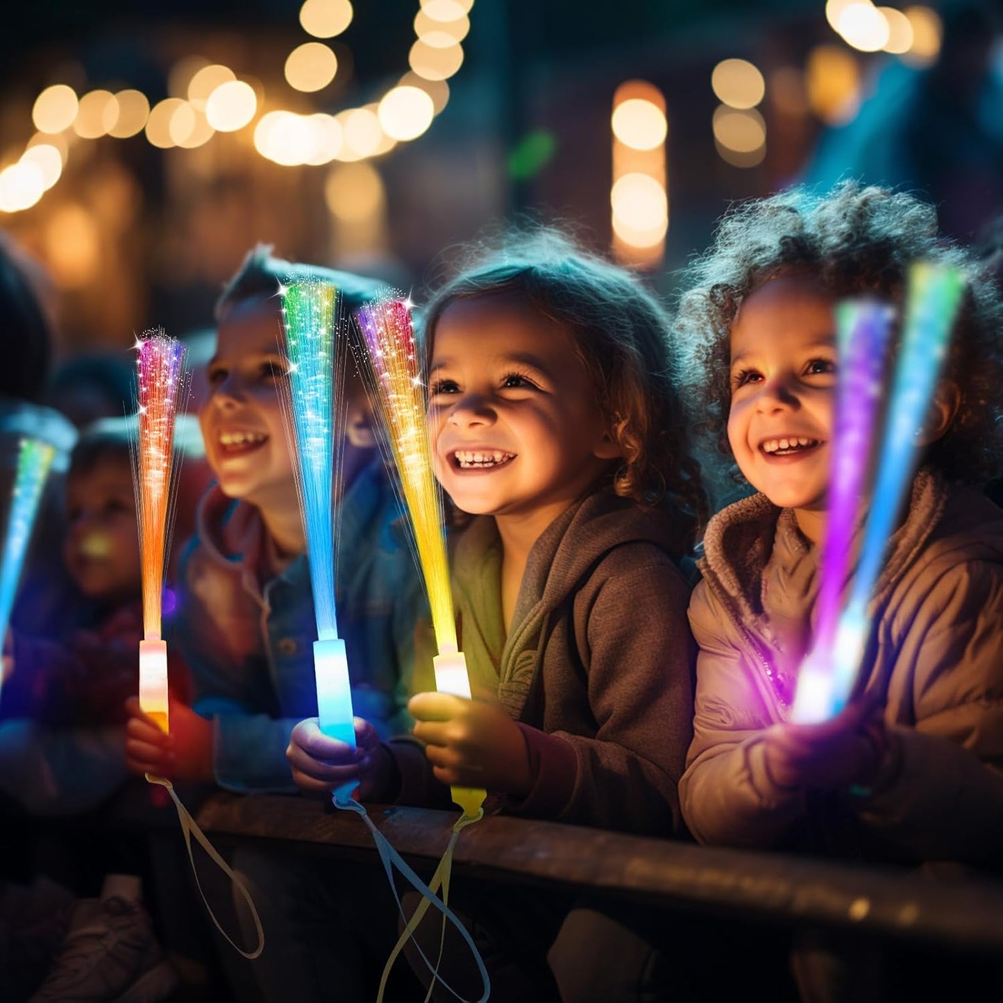 Hot SHQDD 28 PCS Glow Fiber Wands Sticks, LED Light Wands, Glow in The Dark Party Supplies, Fiber Optic Wands, LED Flashing Sticks, Fiber Optic Light Wand Stick for July 4th Party, Wedding, Halloween