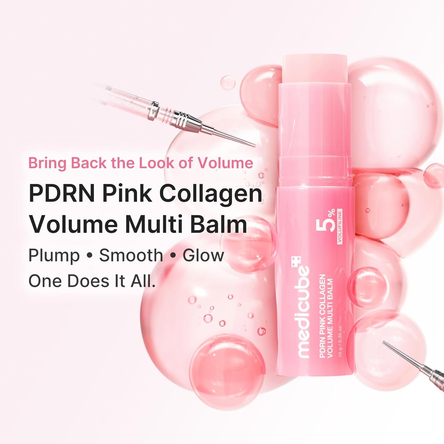 Hotmedicube PDRN Pink Collagen Volume Multi Balm Stick | Volufiline, PDRN, NAD, Collagen | Face & Body Balm for Under-Eyes, Neck, Forehead, Smile Lines, Lips | Plumping, Radiance, Line Care | K-Beauty