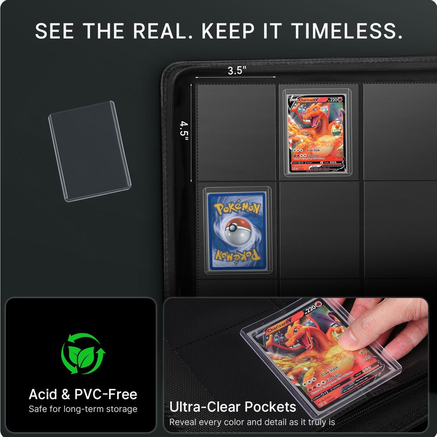 Hot Foluck 9 Pocket Top Loader Binder Trading Card Binder Holds 252 Toploaders | 200Pcs Top Loaders & Card Sleeves Included, Comprehensive Protection, for Pokemon, TCG, MTG, Sports Cards