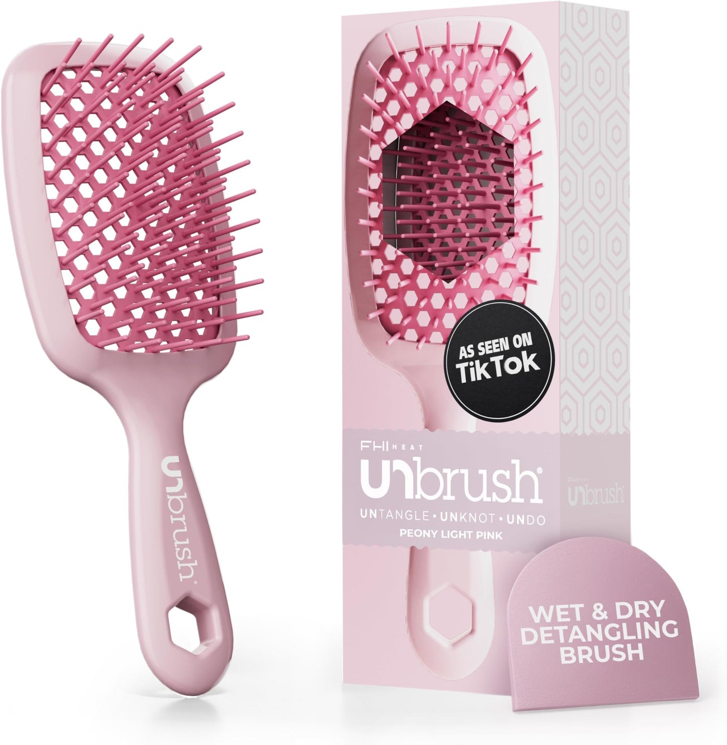 HotFHI Heat UNbrush Detangling Brush for Pain-Free Brushing on All Wet or Dry Hair Types — Durable DuoFlex Anti-Static Bristles, Lightweight Handle, Vented Hair Brush, Periwinkle Light Blue