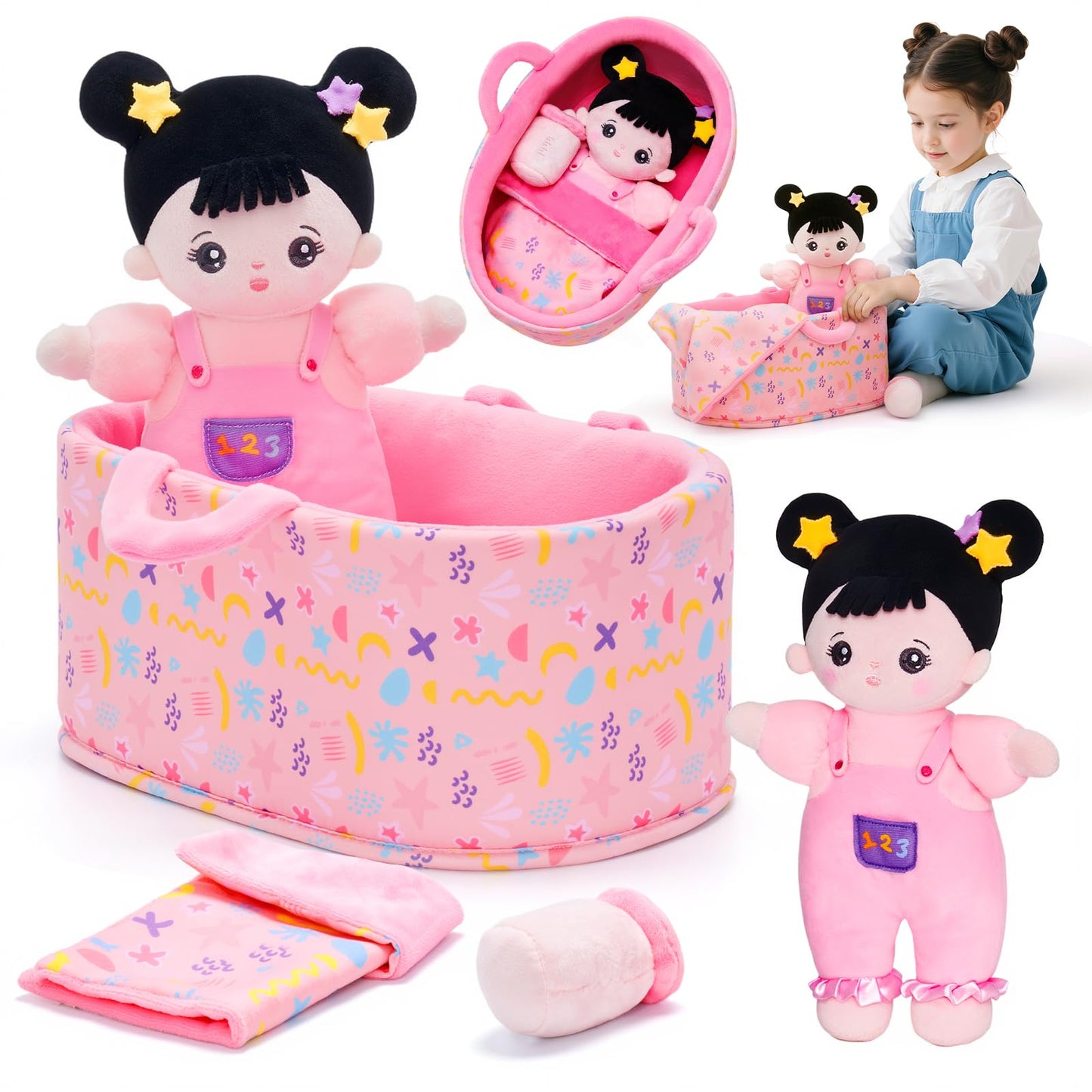 Hot OUOZZZ Soft Plush Baby Doll 10" Tulip Pink Snuggle Buddy | First Birthday Toys for 1 Year Old Girl, Ideal 1 Year Old Girl Gifts & Baby Girl Gifts, Cuddly Toy for Infants & Toddlers