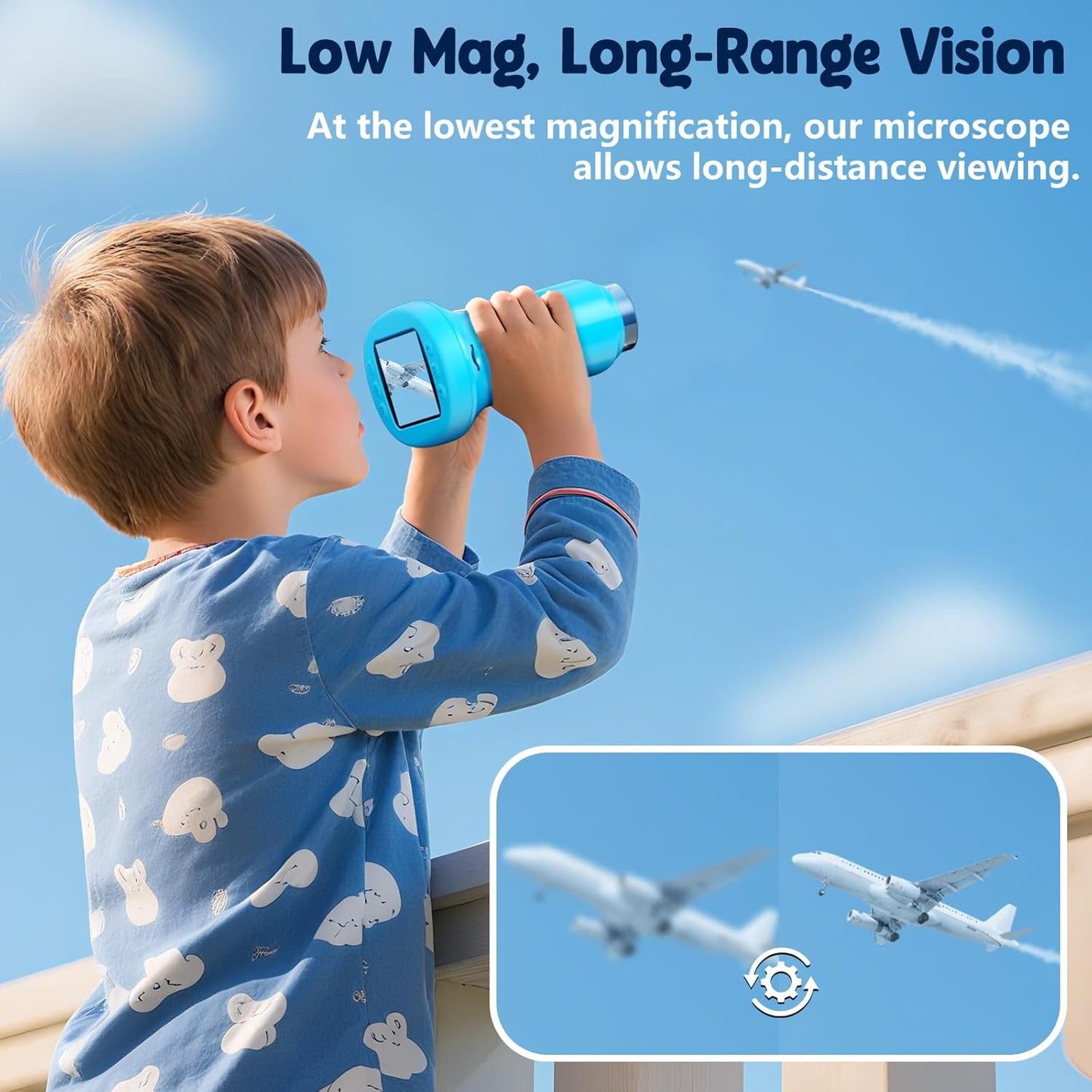 HotOdatay 4K 1000X Digital Microscope for Kids with 32G Card, Long Distance Viewing & 2.4" Screen Portable Handheld Edu Toys for Age 3-12 Exploring Bugs Plants at Home Classroom & Outdoor Travel, Blue