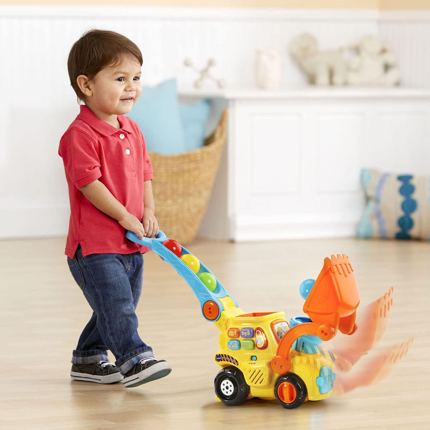 HotVTech Pop-a-Balls Push and Pop Bulldozer, Yellow
