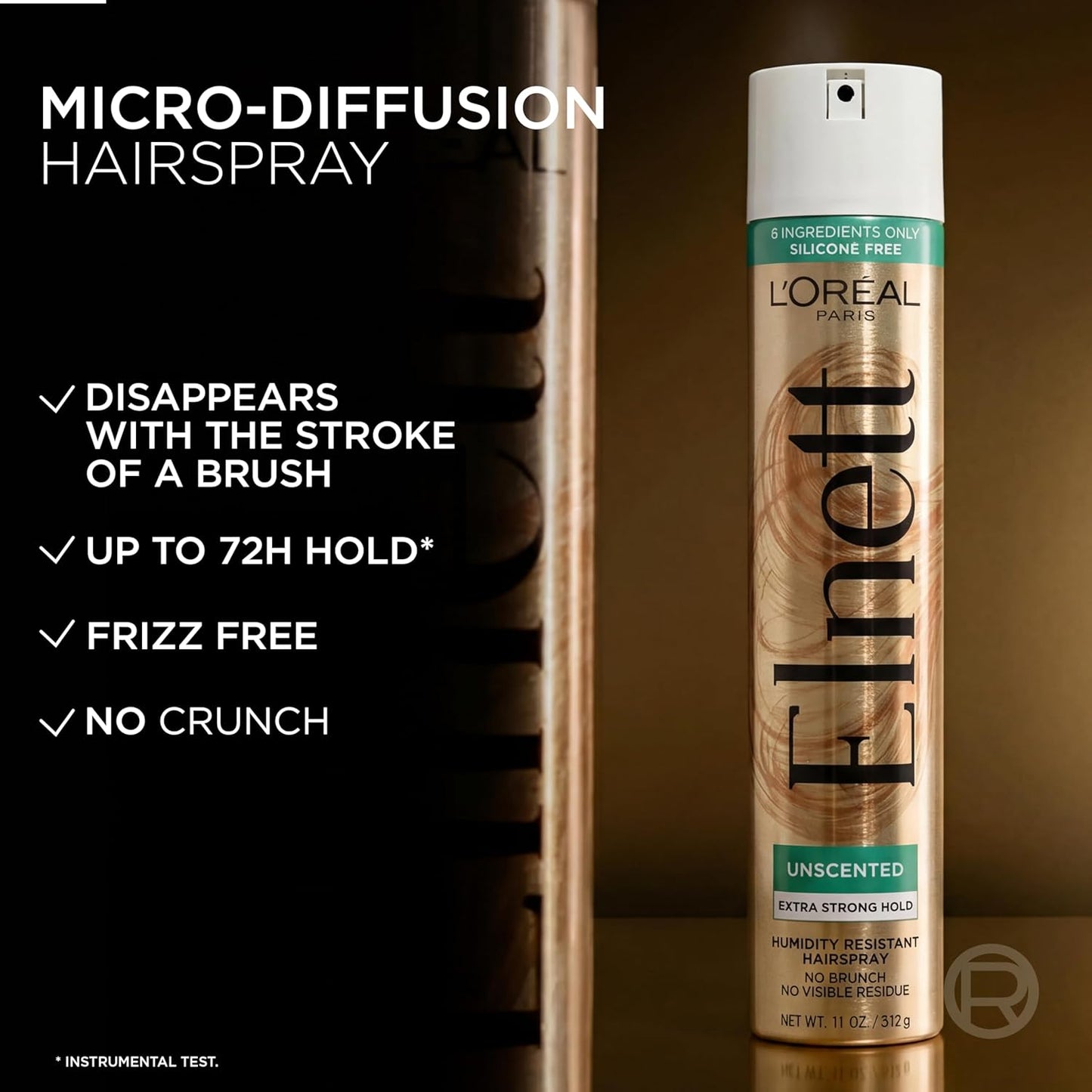 HotL'Oreal Paris Elnett Unscented Hairspray, up to 72-Hour Extra Strong Hold Formula with Humidity Resistant Frizz Control, Hairspray with Soft, Brushable Finish, 11 oz | (Packaging May Vary)