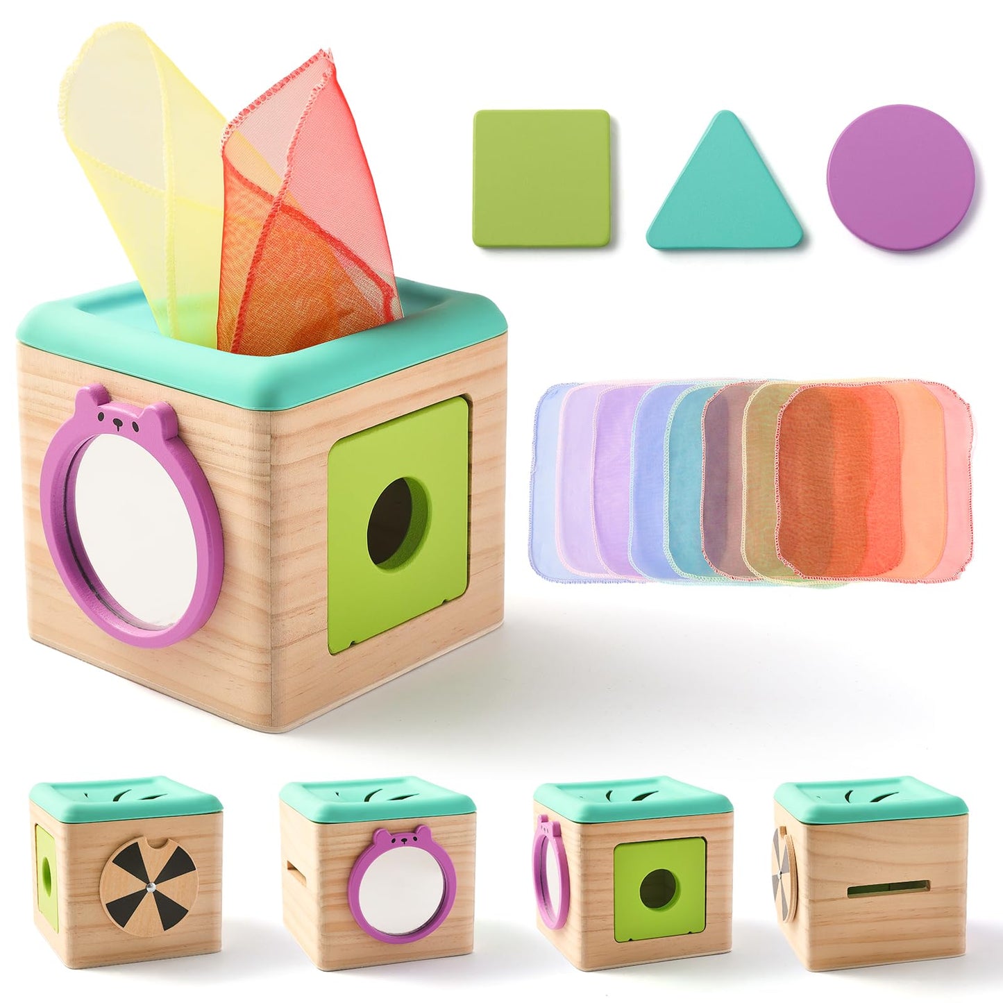HotYouuys Baby Tissue Box Toy for Babies 6-12 Months, Montessori Sensory Toys for 1 Year Old Boy, Infant Toy with Crinkle Tissues & Fine Motor, for 6 9 12 18 Months Old Kids 1st Birthday