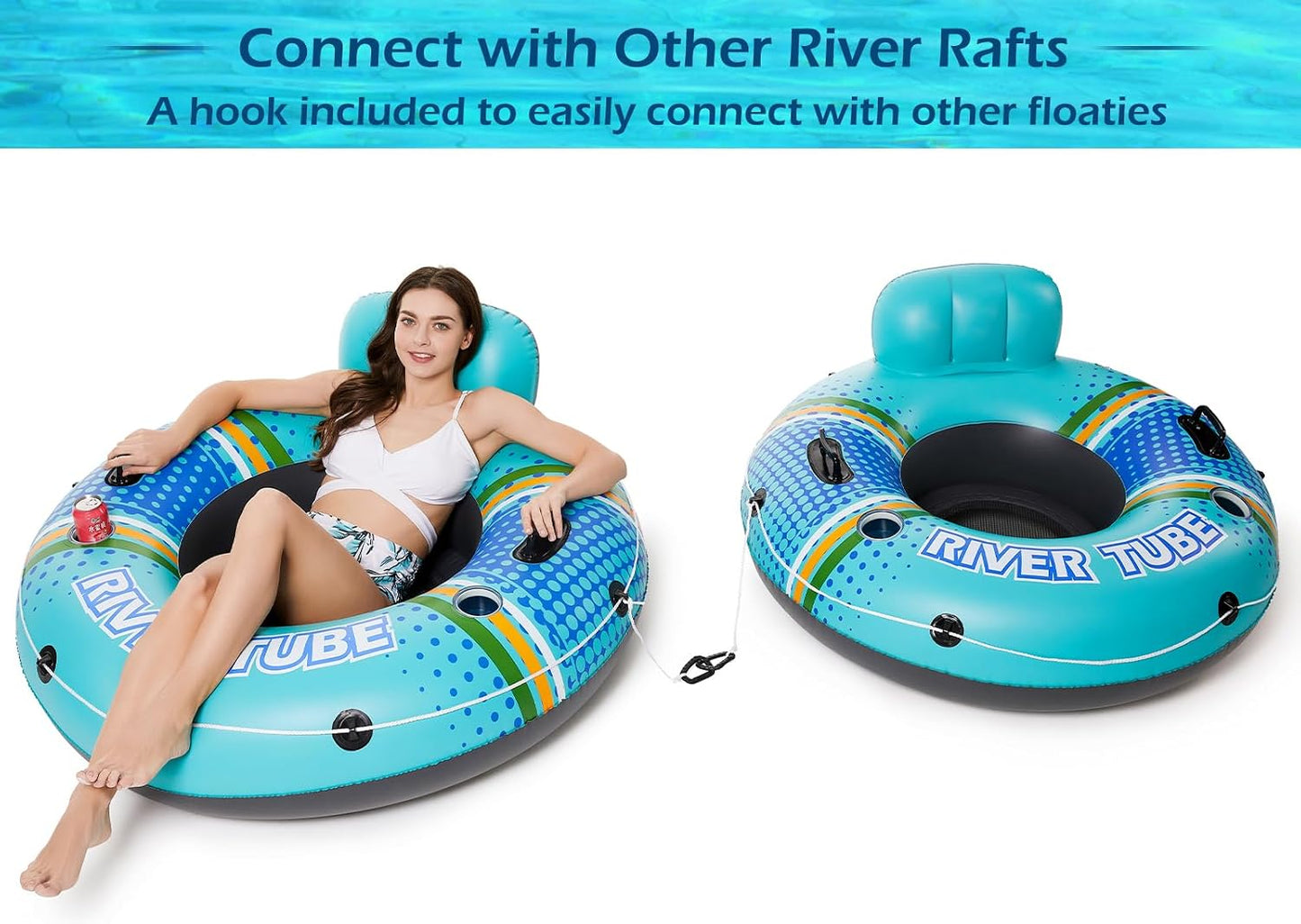 Hot Jasonwell Inflatable River Tube Float - Heavy Duty River Float Pool Floats Lake Premium Water Tubes for Floating Recreational River Raft Lounge Floaties with 2 Cup Holders for Adult