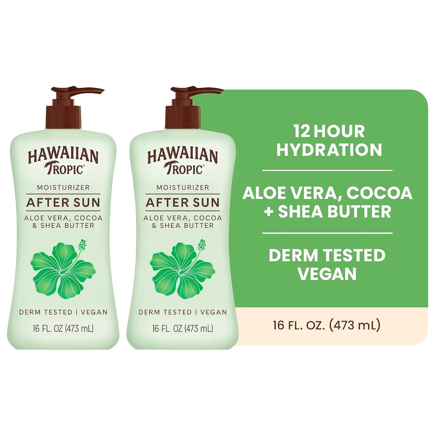 HotHawaiian Tropic Lime Coolada After Sun Lotion | After Sun Care, Skin Care, Daily Moisturizing Lotion with Aloe, Cocoa Butter & Shea Butter, 16 Fl Oz each Twin Pack