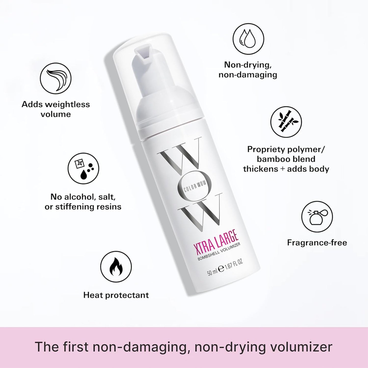 HotCOLOR WOW Xtra Large Bombshell Volumizer, 1.67 fl oz – New Alcohol-Free Technology for Lasting Volume and Thickness