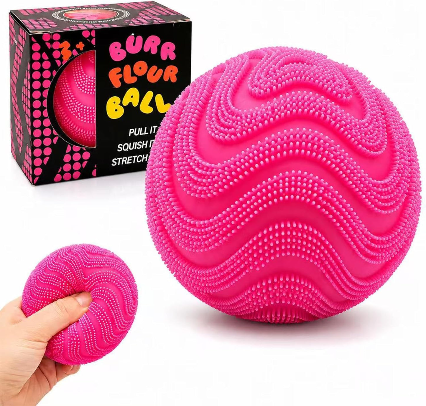 HotFuzz Ball Squishy Stress Ball,Soft Fidget Squishy Fuzz Squeeze Ball for Adults,Anxiety Stress Relief Toys,Party Favors Gift for Adults (Pink Ball)