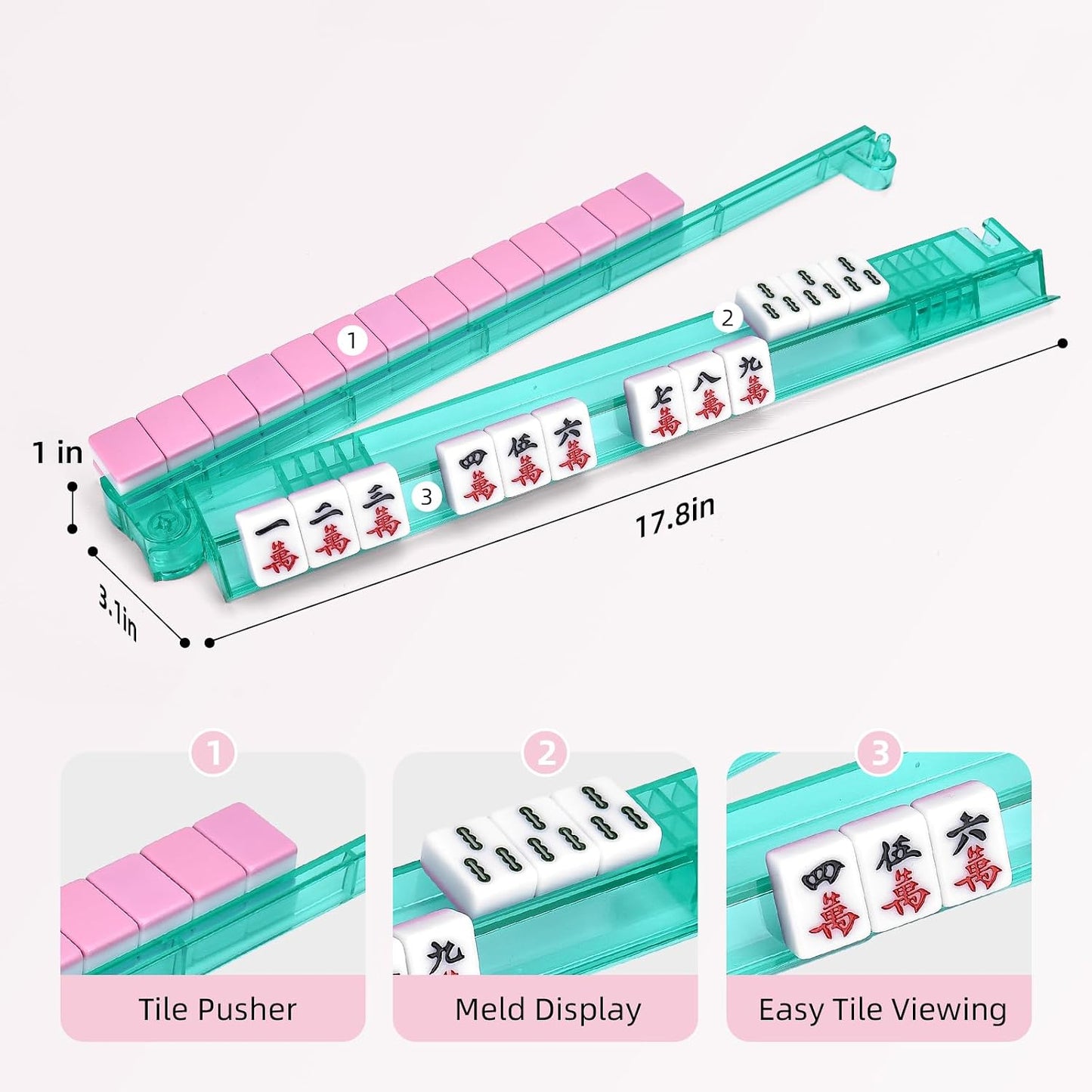 HotNon-Slip Mahjong Racks with Pushers, 4-Pack Clear Acrylic Racks, American Mahjong Accessories, Gift-Ready Mahjong Gifts (Clear)