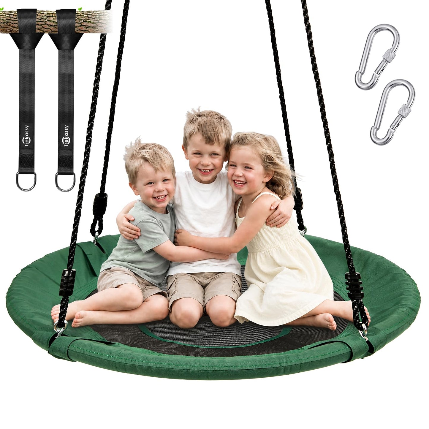 Hot Trekassy 700lb 40 Inch Saucer Tree Swing for Kids Adults Outdoor 900D Oxford Waterproof with 2pcs Tree Hanging Straps, Steel Frame and Adjustable Ropes Blue