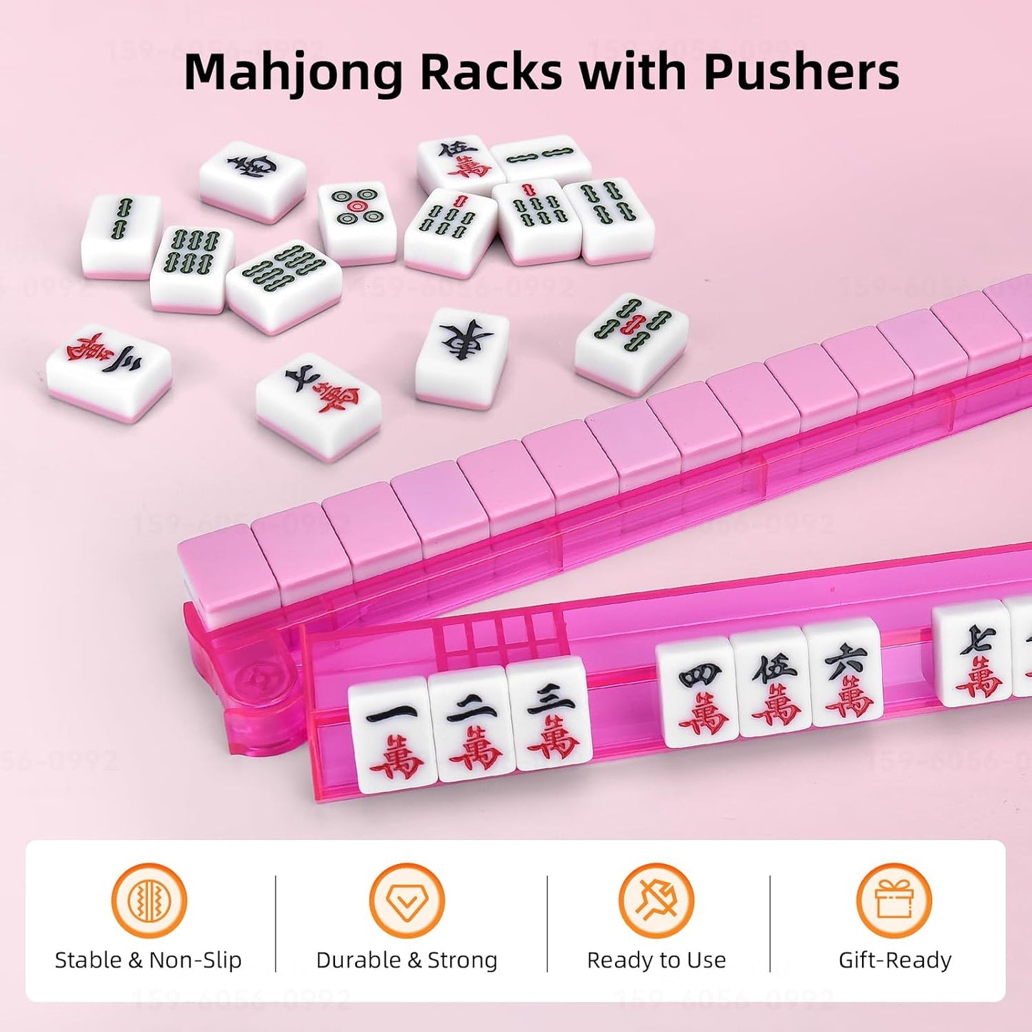 HotNon-Slip Mahjong Racks with Pushers, 4-Pack Clear Acrylic Racks, American Mahjong Accessories, Gift-Ready Mahjong Gifts (Clear)
