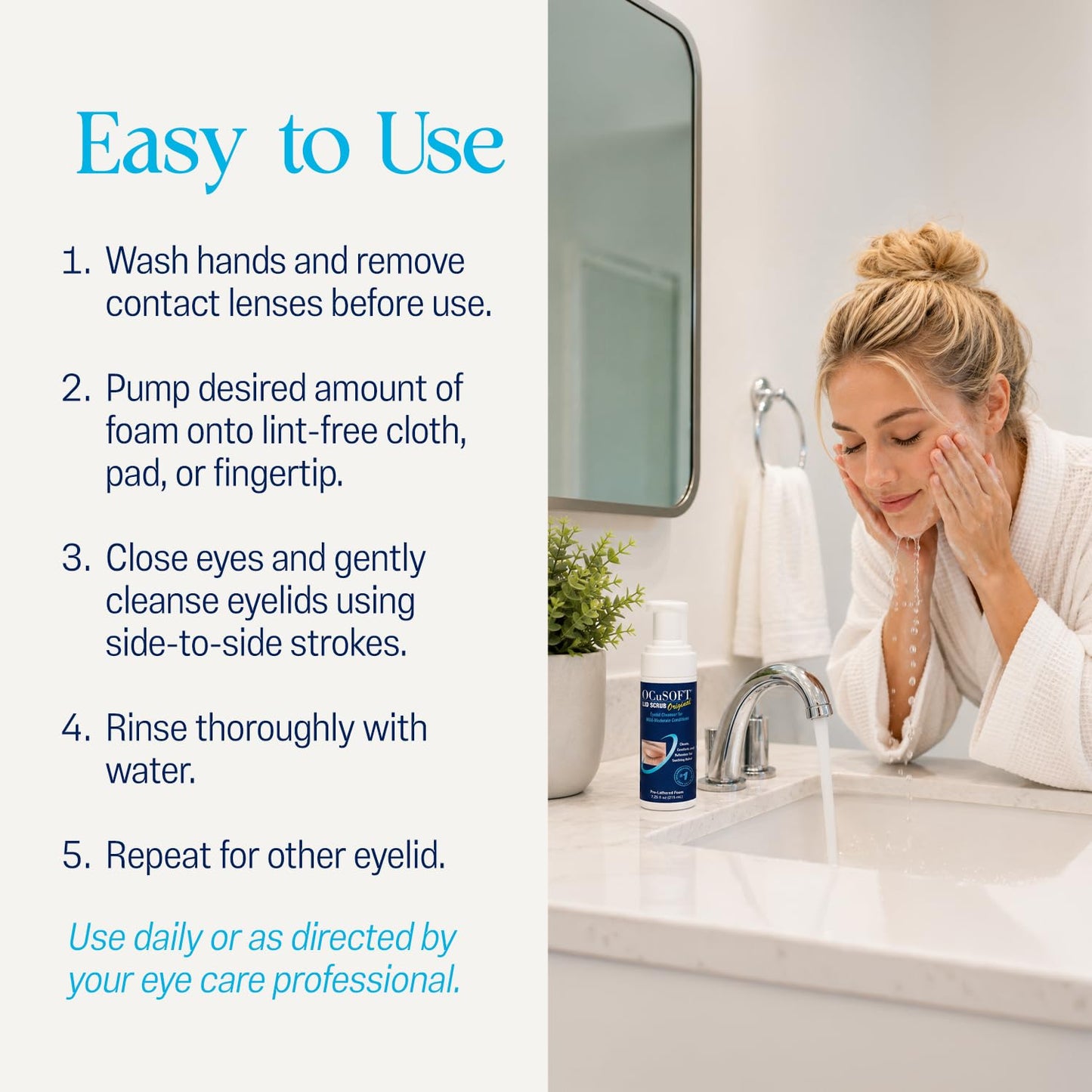 HotOCuSOFT Lid Scrub Original Foaming Eyelid Cleanser - Mild Instant Foaming Eyelid & Eyelash Cleanser - Daily Eyelid Wash to Remove Oil, Dust, Pollen & Eye Makeup - 7.25 fl oz