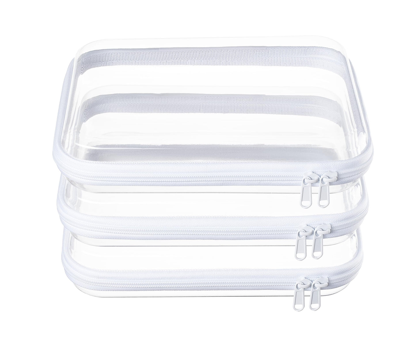 Hot4 pcs Clear Zipper Pouches,Hard Shell Zipper Case | Toiletry Bag for Travel, CLear Diaper Bag, Toiletry Pouch, Travel Organizer, Cosmetic Bag,Toy Storage Bins (M+3S)