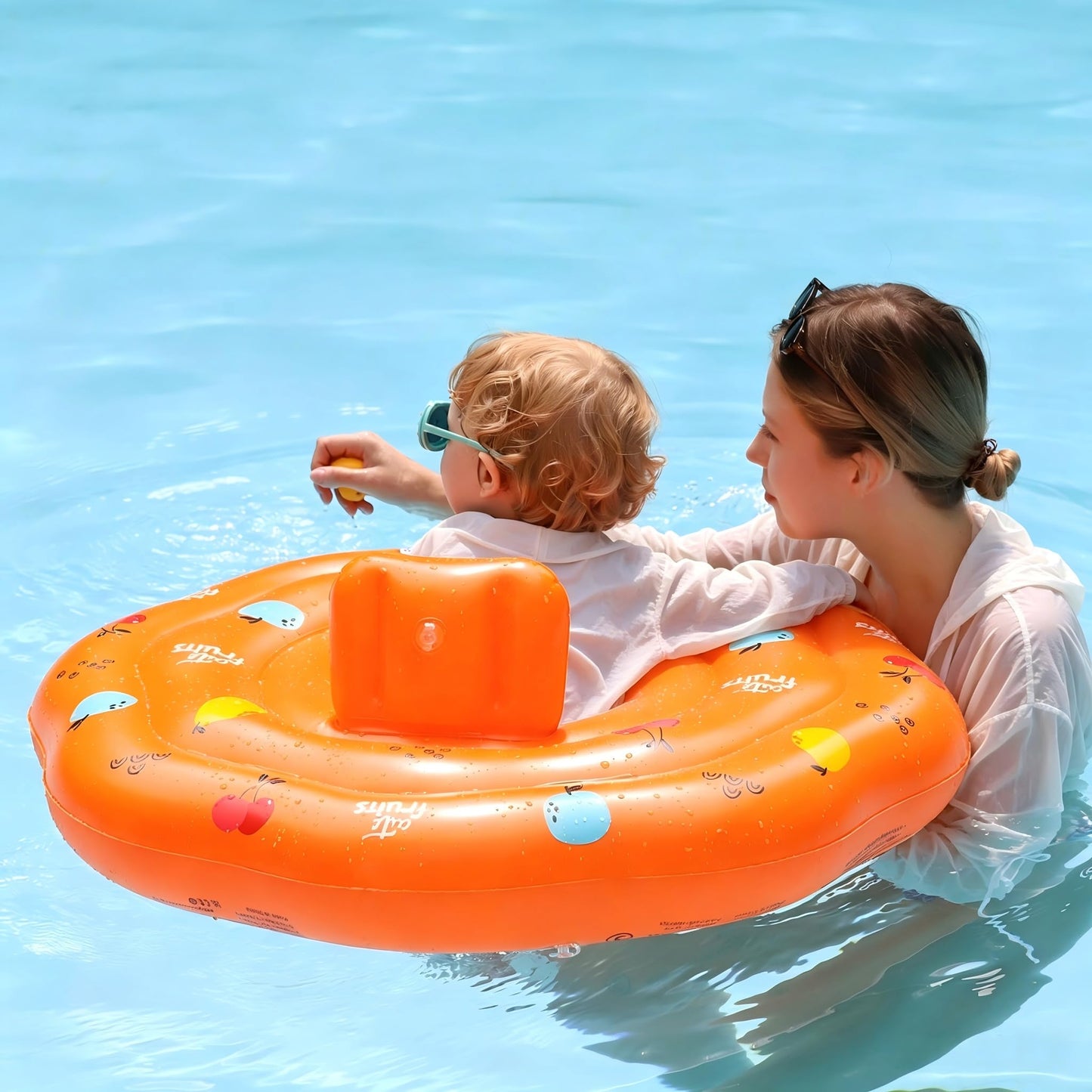 HotInflatable Baby Swimming Float with Safety Seat Fun Swimming Pool Toys for Age 6-36 Months Toddler