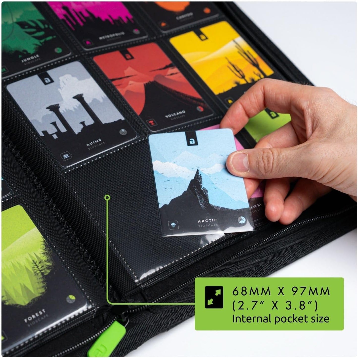 HotVault X 9 Pocket Zip Trading Card Binder 360 Cards Exo-Tec (Black) | Holds 360 standard-size TCG cards in 20 side-loading 9-pocket pages. Padded, water-resistant Exo-Tec cover.